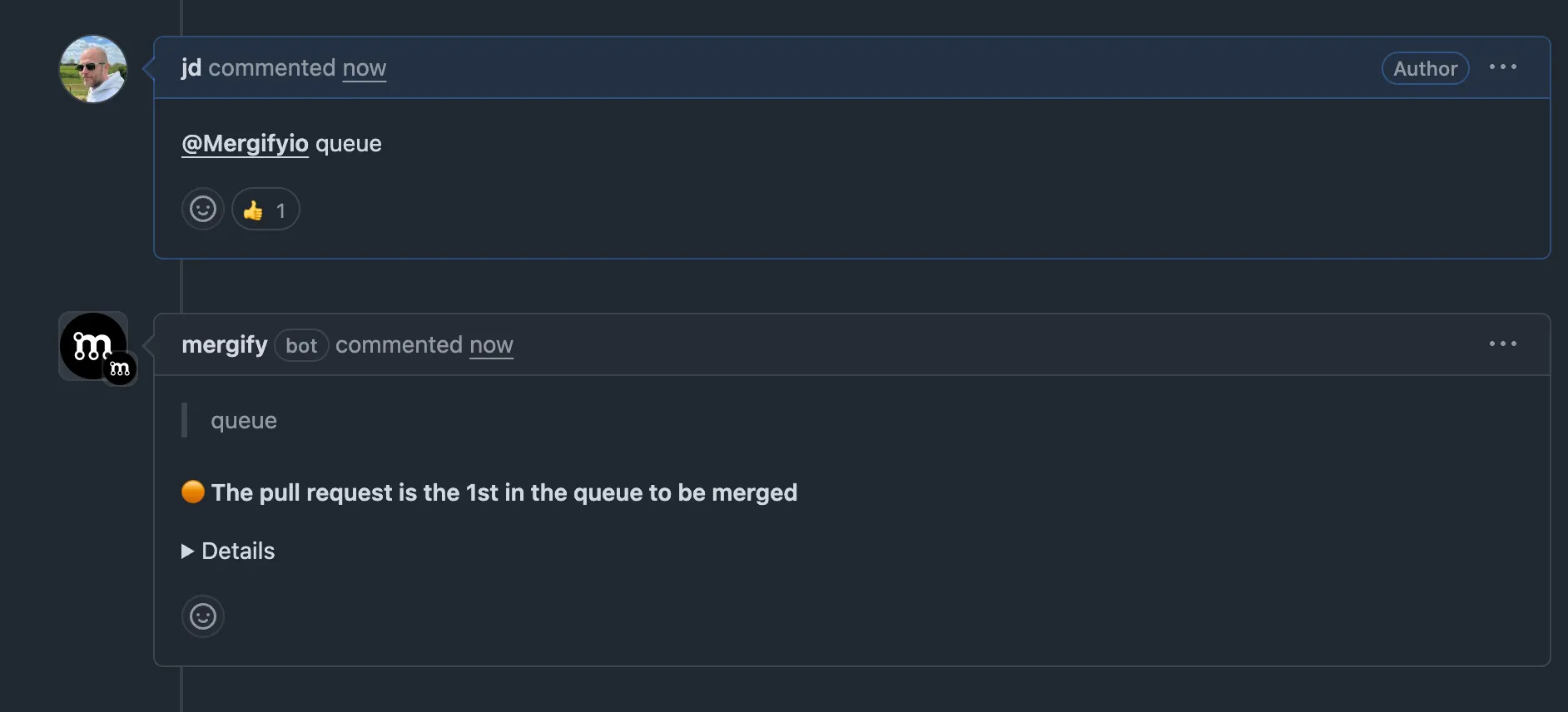 Mergify queue command